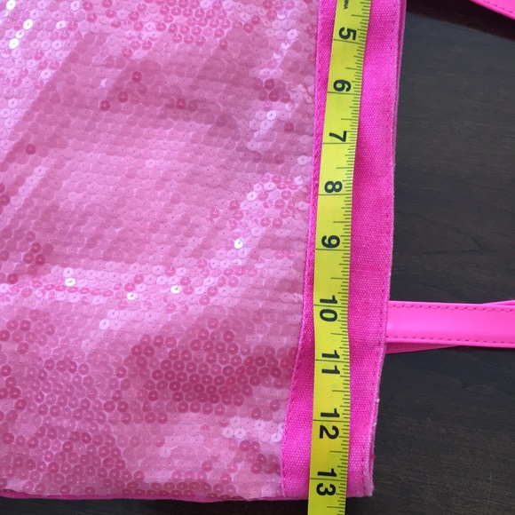 Pink Tote Bag Sequins Hot Pink Neon Snap Button Closure - Picture 8 of 11